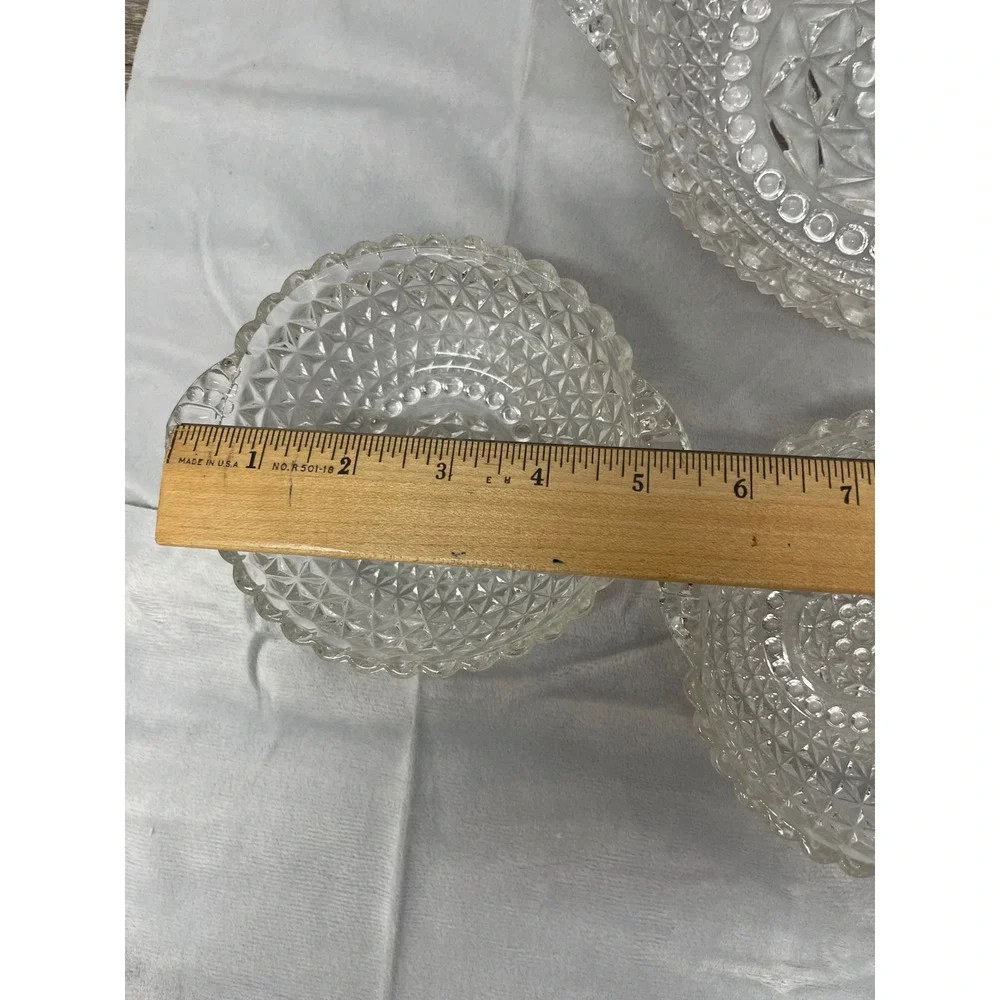 Imperial Glass Cape Cod Clear Diamond Point Handled Serving Bowl & 3 Berry Bowls